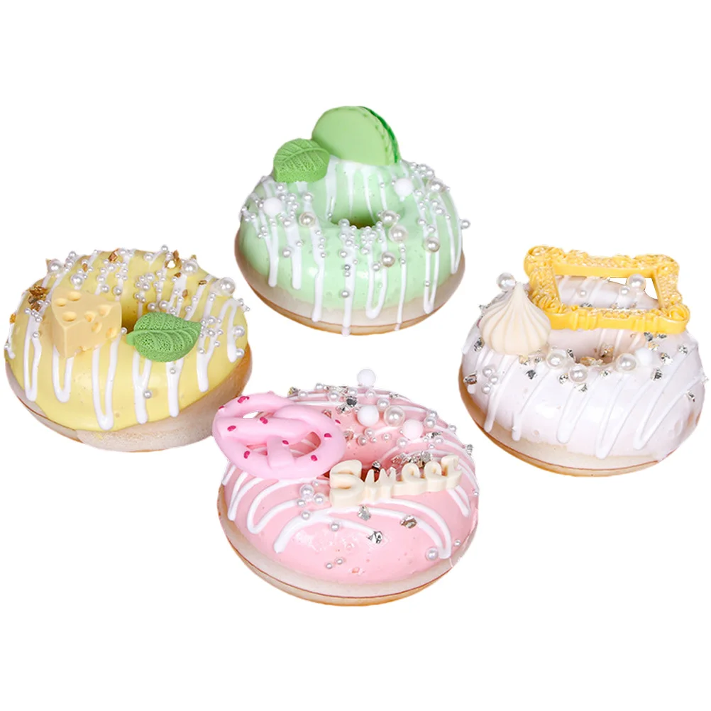 

4 Pcs Mini Cake Faux Donuts Fake Doughnut Models Artificial Desserts Props Decorative Toy Simulated Doughnuts Photo Child