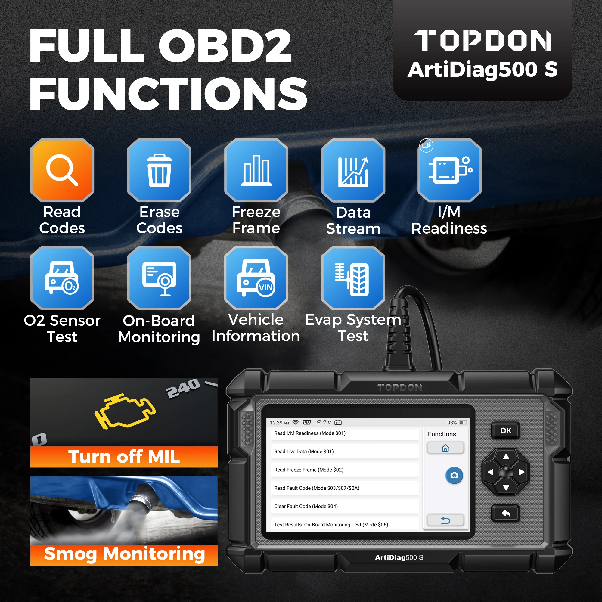 Автомобильный диагностический инструмент Topdon OBD2 сканер все системы ABS подушка