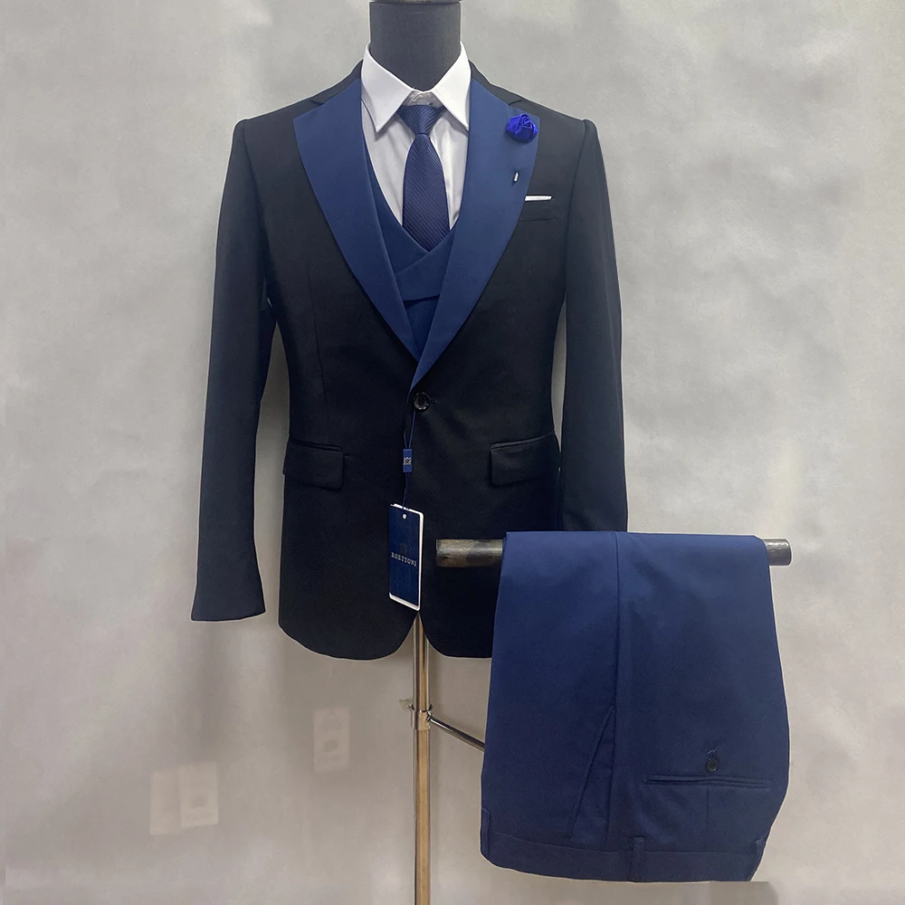 Костюм мужской облегающий из 3 предметов роскошный смокинг Вечерние вечернее