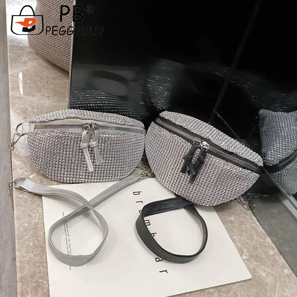 

Модная поясная сумка Стразы для женщин, забавная нагрудная сумочка со сверкающими звеньями через плечо, женский подарок на день рождения