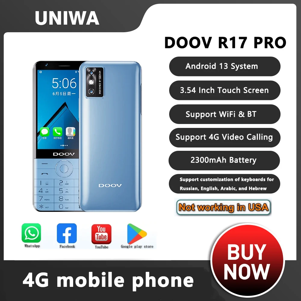 UNIWA DOOV R17 Pro Смарт-мобильный телефон с сенсорным экраном 4G ...