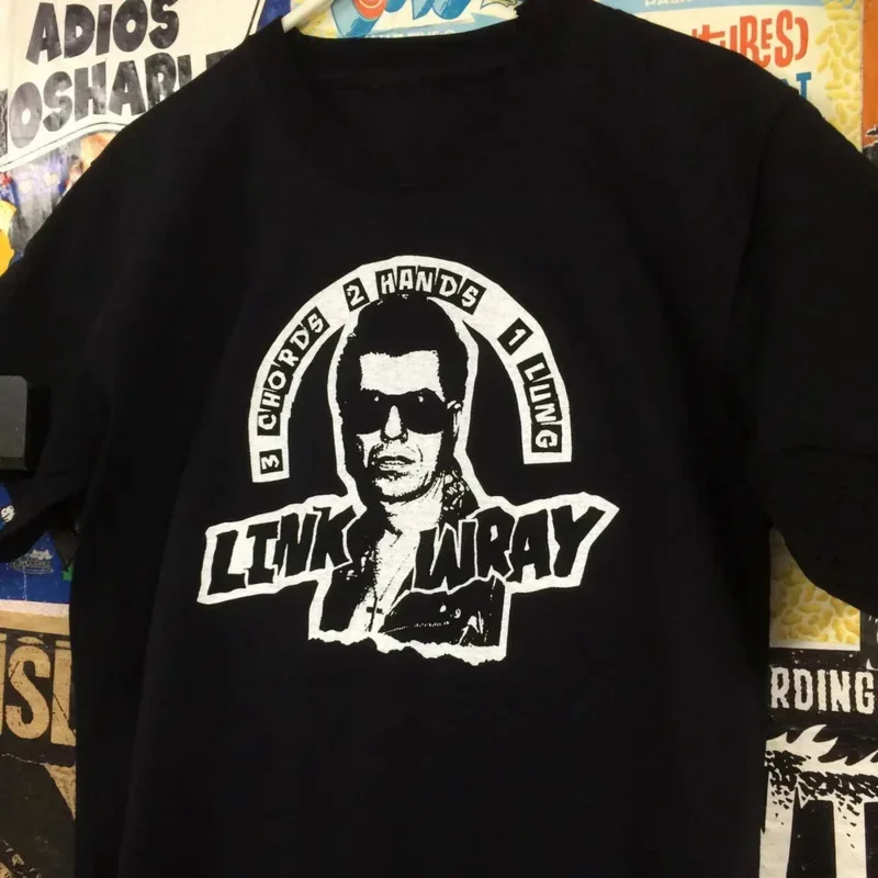 Vtg Link Wray подарок для фанатов Тяжелая хлопковая черная полноразмерная футболка