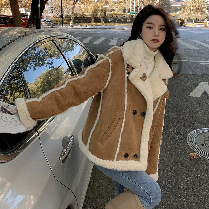 Lamb wool coat women's winter new thickened cotton jacket