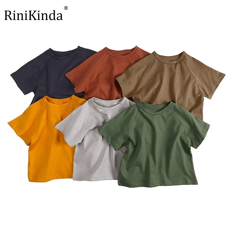 

Новинка 2023, летняя детская одежда, однотонная свободная детская одежда с коротким рукавом, футболка для мальчиков, топы, футболки для девочек, Футболки унисекс