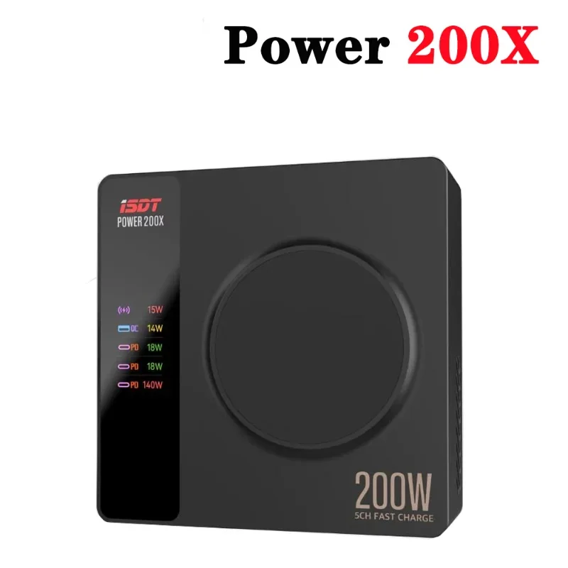 

ISDT POWER 200X 200 Вт переменного тока 100 ~ 240 В беспроводной многопротокольный независимый канал для зарядки подключение приложения зарядка ЖК-дисплей