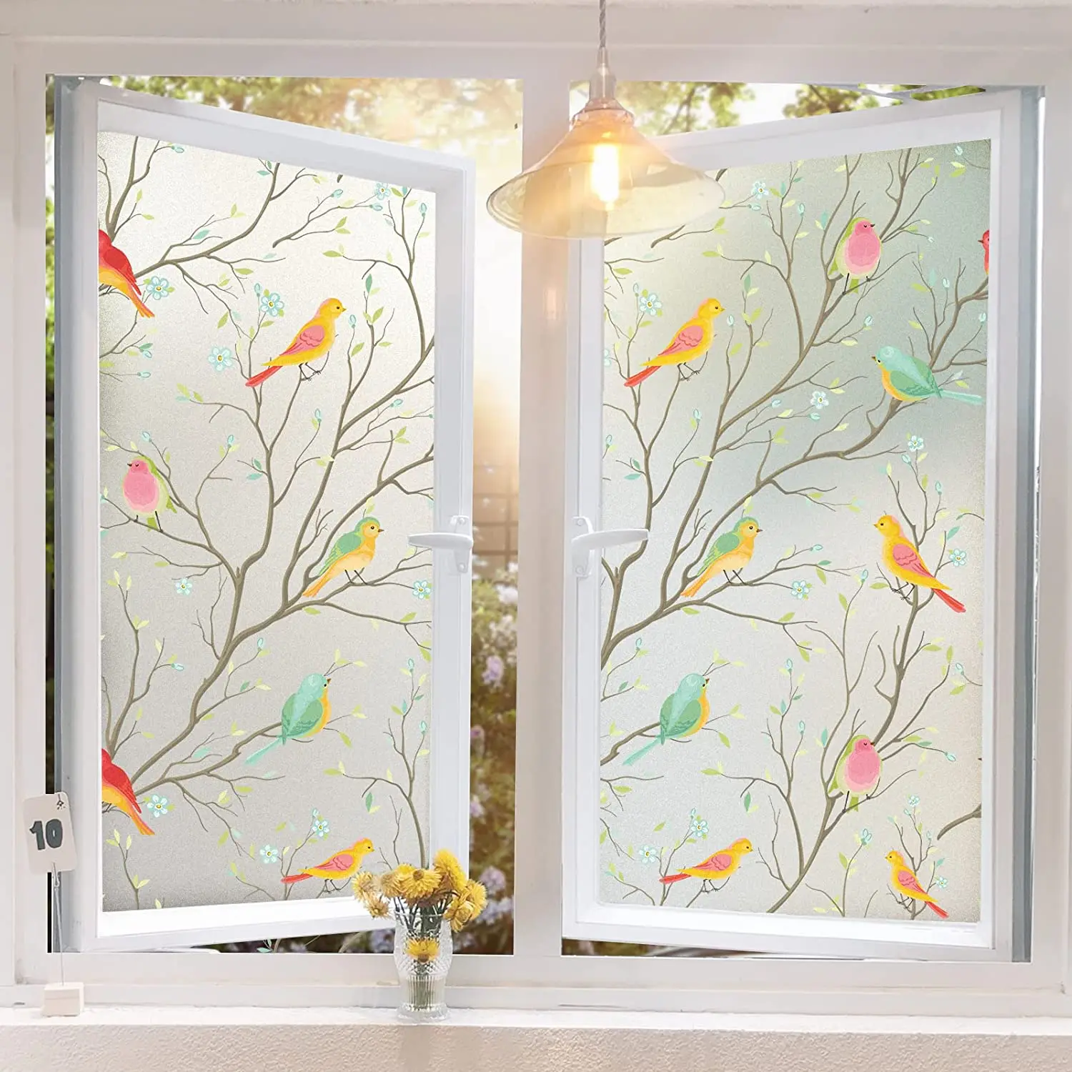 

Window Privacy Film Decor Frosted Glass Film Non-Adhesive Bird Static Cling Glass Stickers for Glass Door Heat Control Anti UV