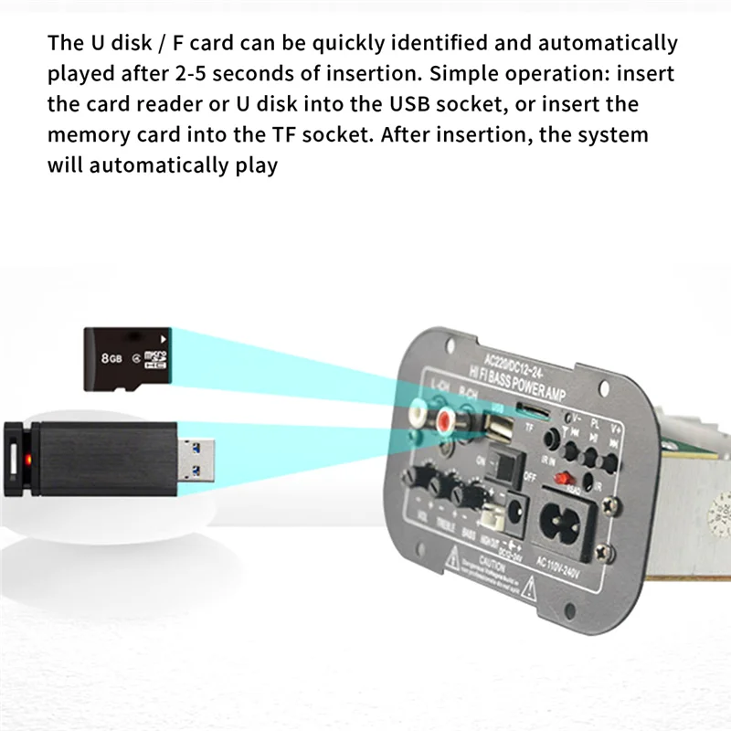 

30W Power Amplifier Board Audio Bluetooth Amplificador USB FM Radio TF Player Subwoofer DIY Amplifiers for Car EU Plug