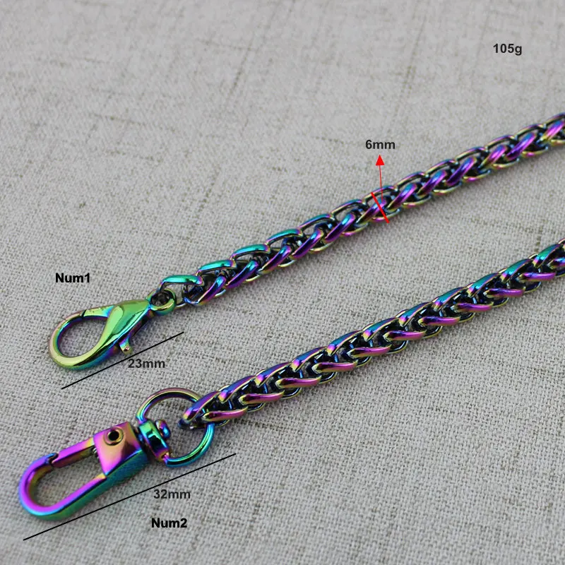 10PCS  Rainbow 120cm 130cm Bag strap chain Wallet handle purse metal strap chain strap replaced bag Plating Cover Wholesale