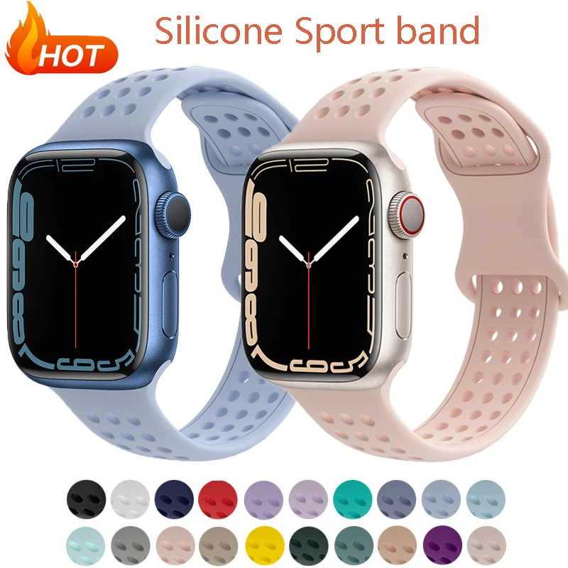 

Ремешок для Apple Watch Band 45 мм 41 мм 44 мм 40 мм 42 мм 38 мм, спортивный силиконовый браслет Карлос Корреа аксессуары iWatch Series 7 6 SE 5 4 3 2