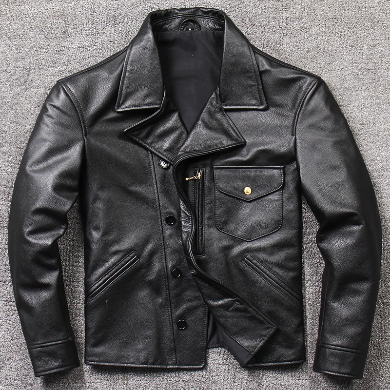 Free shipping.Wholesales black rider genuine leather jacket.Men quality slim motor cowhide coat.fashion leather cloth.Dermis