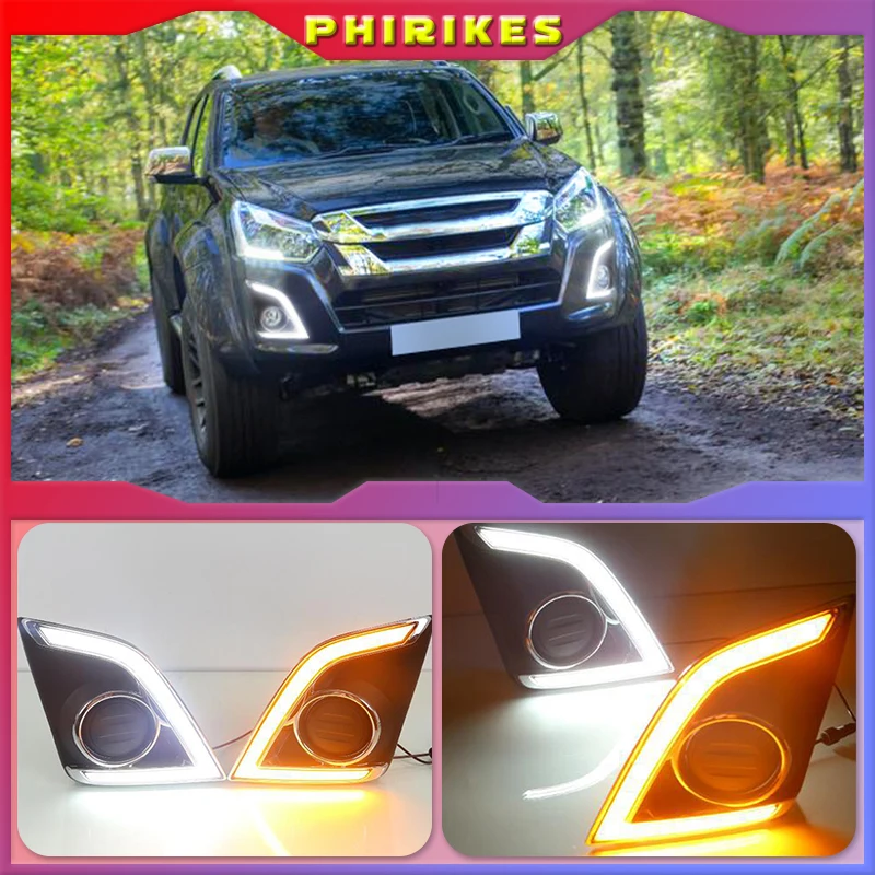 1Pair DRL For Isuzu D-max Dmax 2016 2017 LED Daytime Running Lights LED Front Bumper Fog Lamp Case Driving light