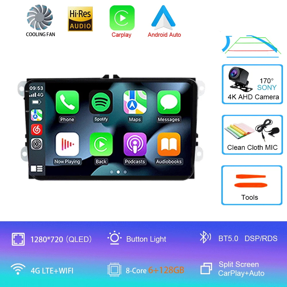 

Android 15 для VW Volkswagen Skoda Octavia Golf 5 VW Touran Passat B6 Polo Tiguan Автомобильное мультимедийное радио-навигация GPS CarPlay