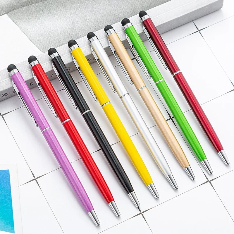 

50pcs Metal Capacitance Pen Aluminum Rod Touch Screen Head Mobile Phone Touch Pen Ball Point Pen Touch Gift Pen Wholesale