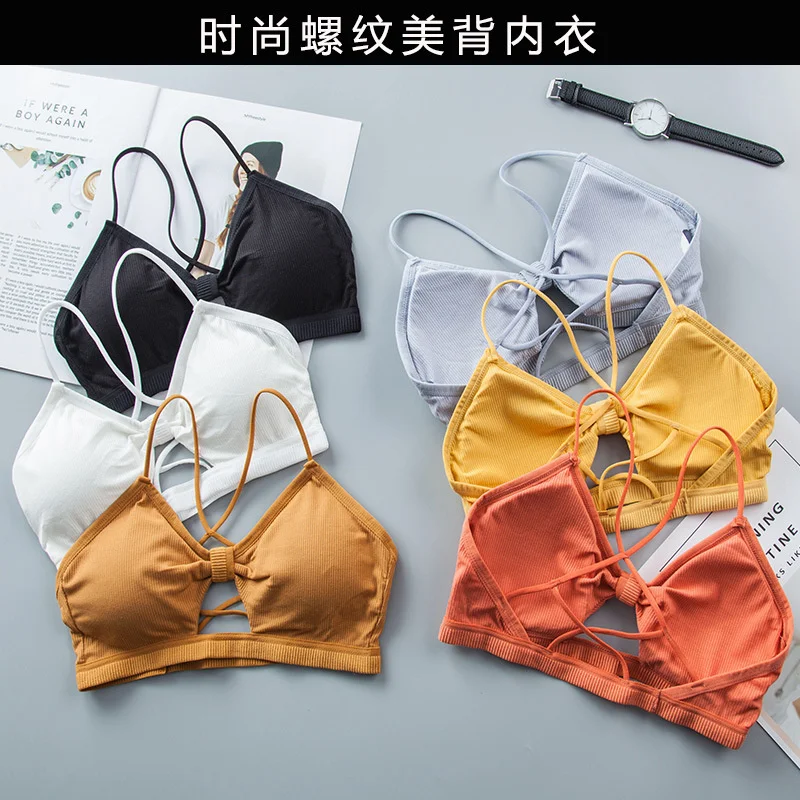 

3D Sexy Lingerie Girl Seamless Back Hollow Sport Bra Backless Strapless Top Bra Push Up Bralette Brassiere Women Underwear