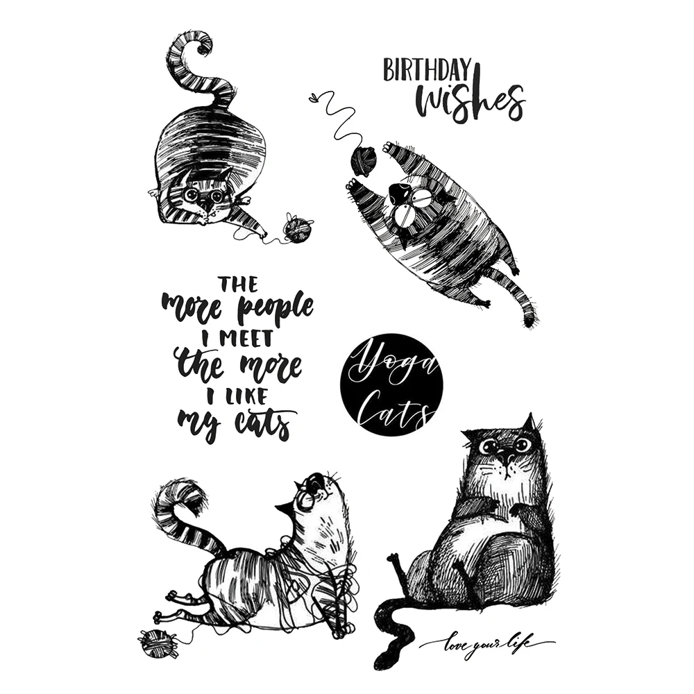 

Funny Cats Clear Stamps DIY Scrapbook Card Album Paper Craft Silicon Rubber Background Transparent Stamps 11*16cm
