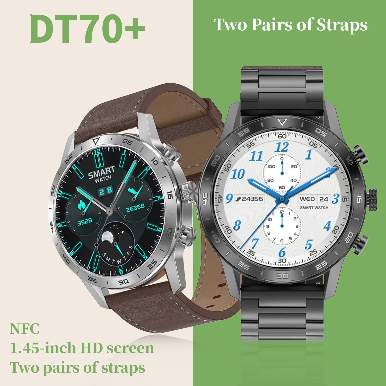 

Смарт-часы DT70 + мужские с поддержкой Bluetooth, 1,45 дюйма, 454*454