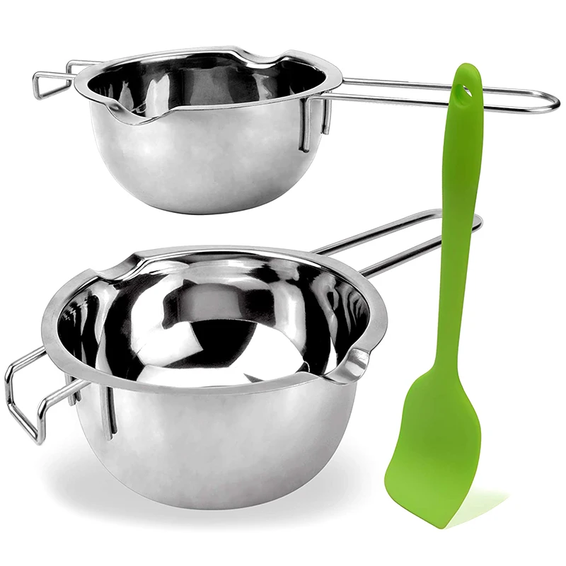

2 Pack Double Boiler Melting Pot With Silicone Spatula For Butter For Chocolate Candy Butter Cheese (400ML And 600 ML)