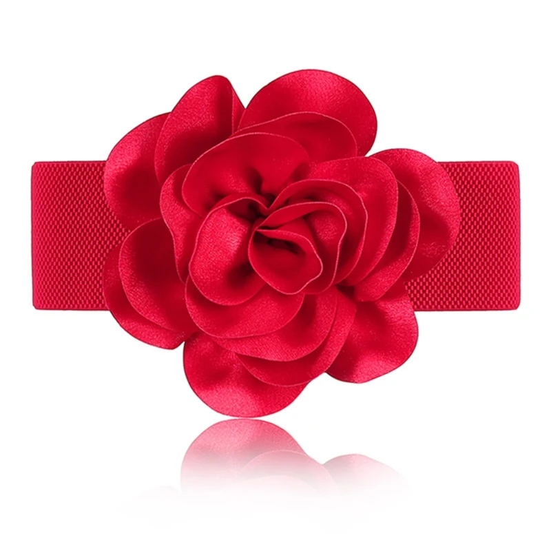 2023 New Flower Waist Belt For Dress Flower Decorative Belt Flower Elastic Belt Wide Belt Wide Dress Waistband Stretchy Belt