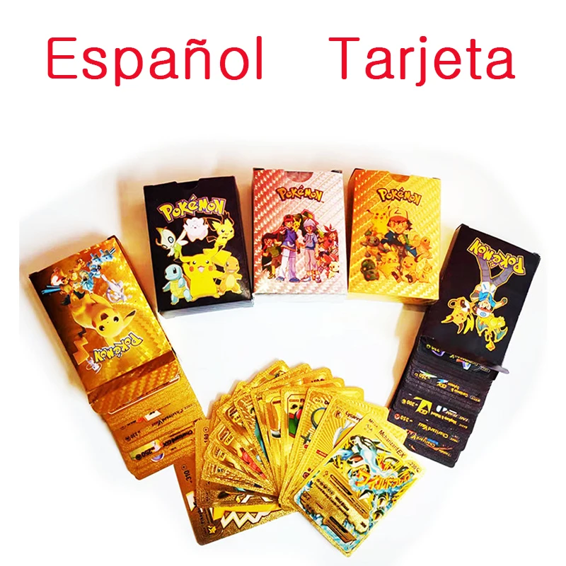 

10/20PCS Spanish Pocket Monster Game Collection Card Vmax Gx Gold/Silver/Black Card Pok é Mon Series Combat Coach Card Toy Gift