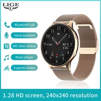 lige bluetooth answer calling smartwatch 2022 nfc smart watch 1g memory local music storage voice assistant sports fitness clock