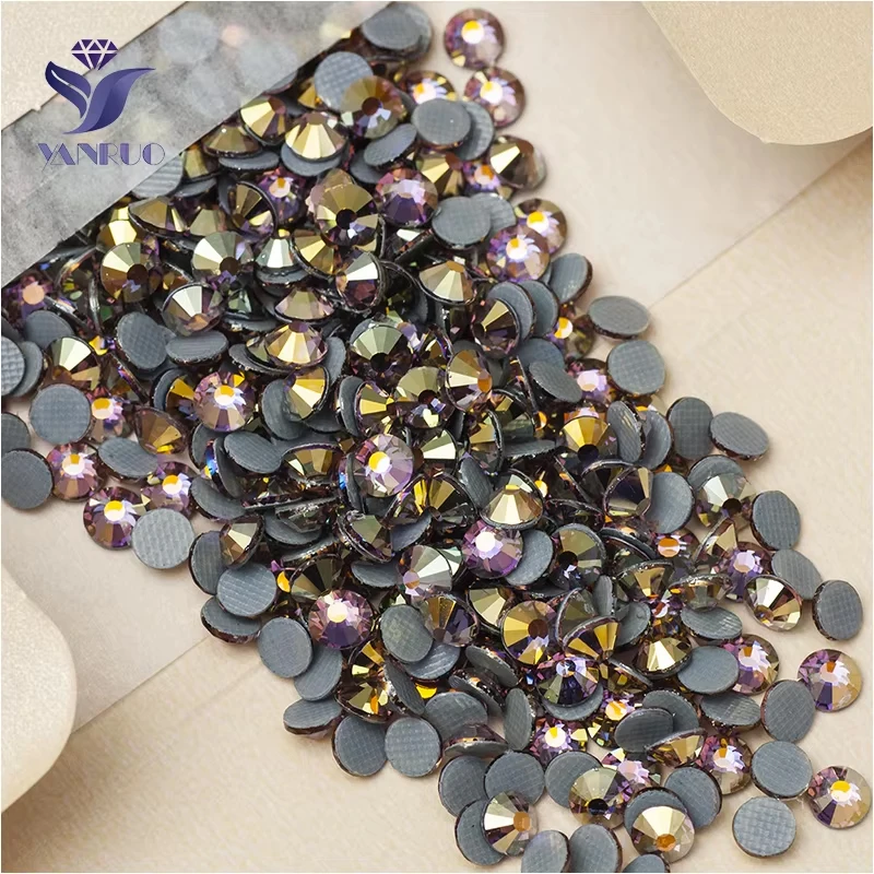 Фото Стразы YANRUO 2058HF, все размеры, цвет Lt.Amethyst AB, рассыпные бусины, горячей фиксации, с плоским дном, кристаллы Hotfix №1
