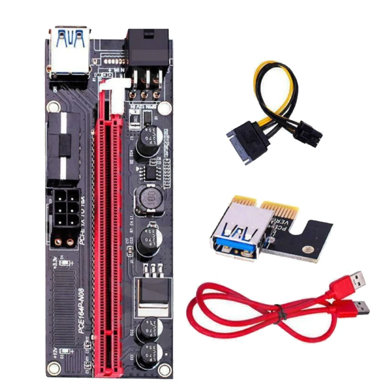8 шт. VER009 USB 3.0 PCI-E Riser VER009S Express 1X 4X 8X 16X Карта адаптера удлинителя SATA 15Pin на