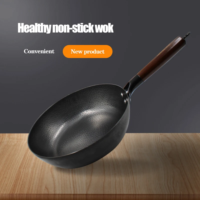 

Handmade Cast Iron Frying Pan 28cm Wok Pan Steak Non-stick Pan Pancake Pan Egg Pan Gas Stove Induction Cooker Kitchen Frying Pan