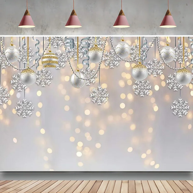 

Winter Wonderland Party Backdrop for Photography White Snowflake Glitter Bokeh Background Sparkle Birthday Banner Booth Studio