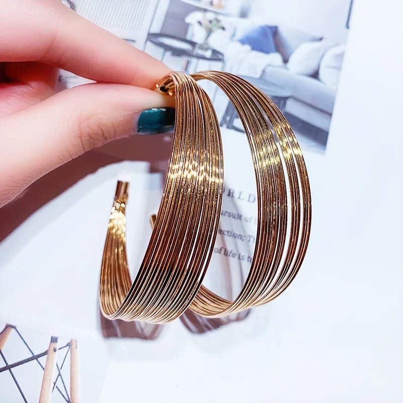 

NEW Temperament C Shape Overlap Large Earrings Contracted Geometric Stud Earrings 925 Silver Needle Jewelry Accessories