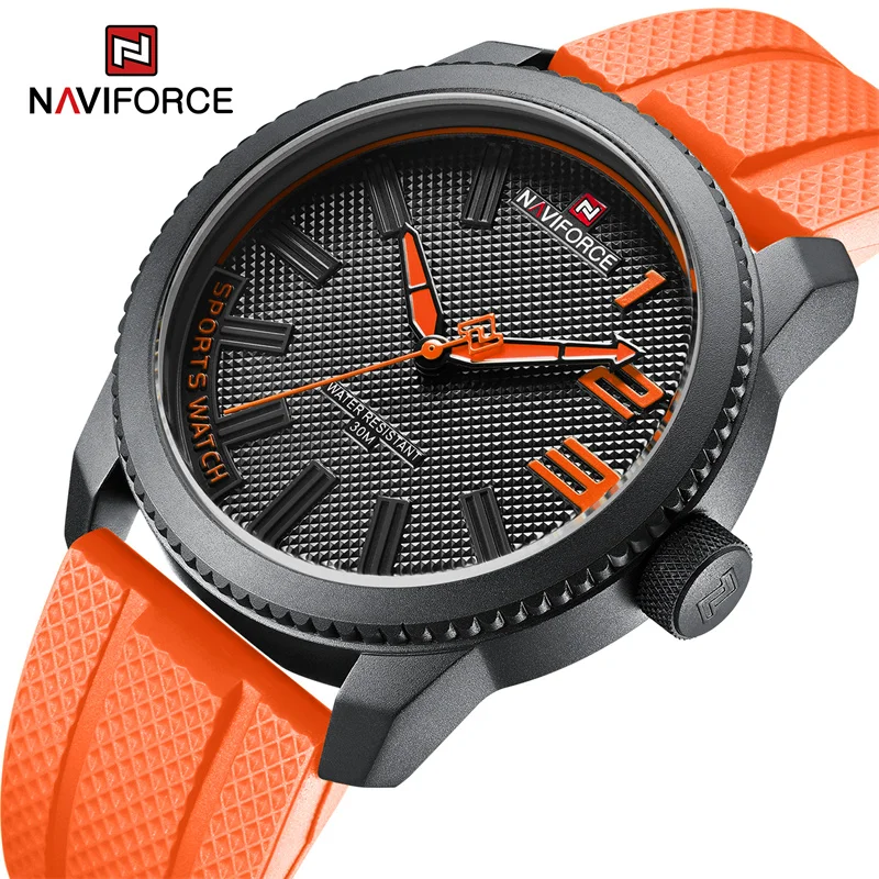 

Часы наручные NAVIFORCE Мужские кварцевые, роскошные брендовые водонепроницаемые в стиле милитари, с силиконовым ремешком, 30 АТМ, 2022