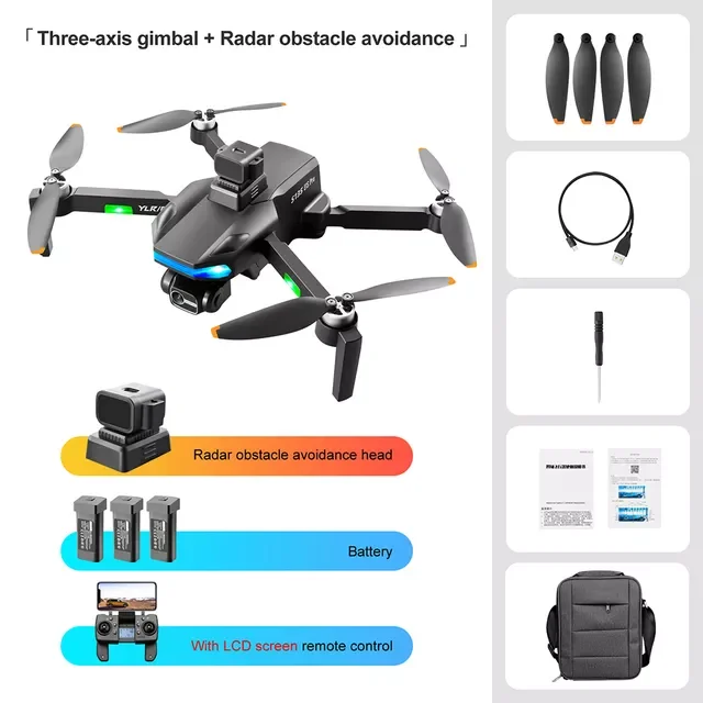 

Drone 8K HD Dual WIFI Profesional Camera GPS 3-Axis Gimbal Aerial Photography FPV Brushless Motor Foldable Quadcopter Toys