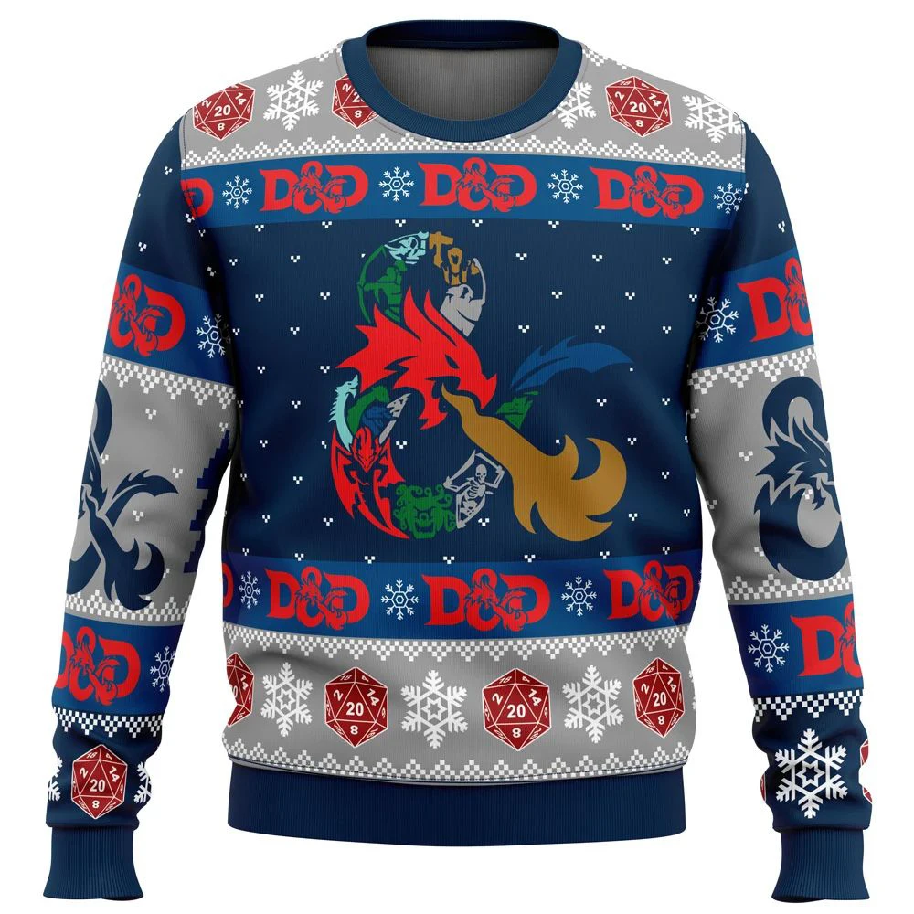 

Свитер с надписью «Подземелья и Драконы», Уродливый Рождественский пуловер с Санта-Клаусом, Свитшот и топ 3D для осени и зимы