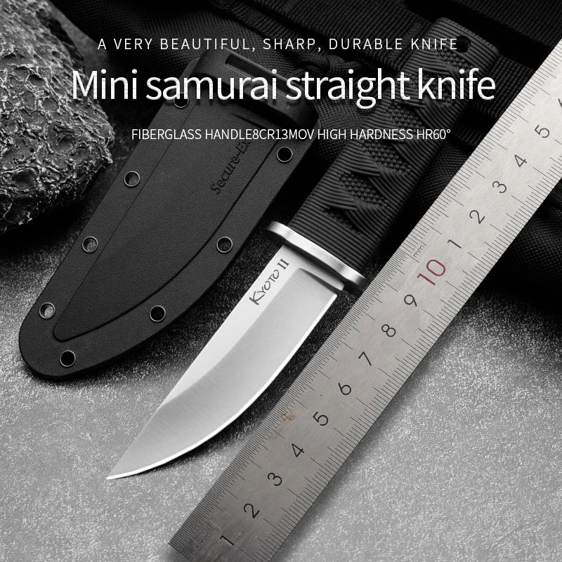 

EDC Mini Samurai Combat Knife Outdoor Tactical Military Fixed Blade Self Defense Knives Hunting Multitool Survival Gear Tools
