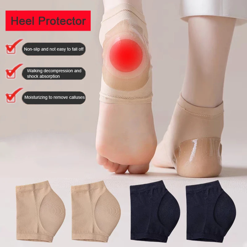 

2Pcs Gel Silicone Heel Protector Sleeve Feet Skin Care Socks Heel Pads Relief Plantar Heel Pain Reduce Pressure Half-yard Socks