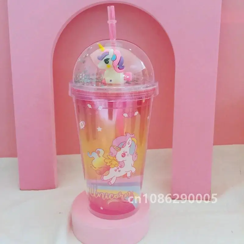 450 мл летняя соломенная чашка с единорогом двойная пластиковая для льда