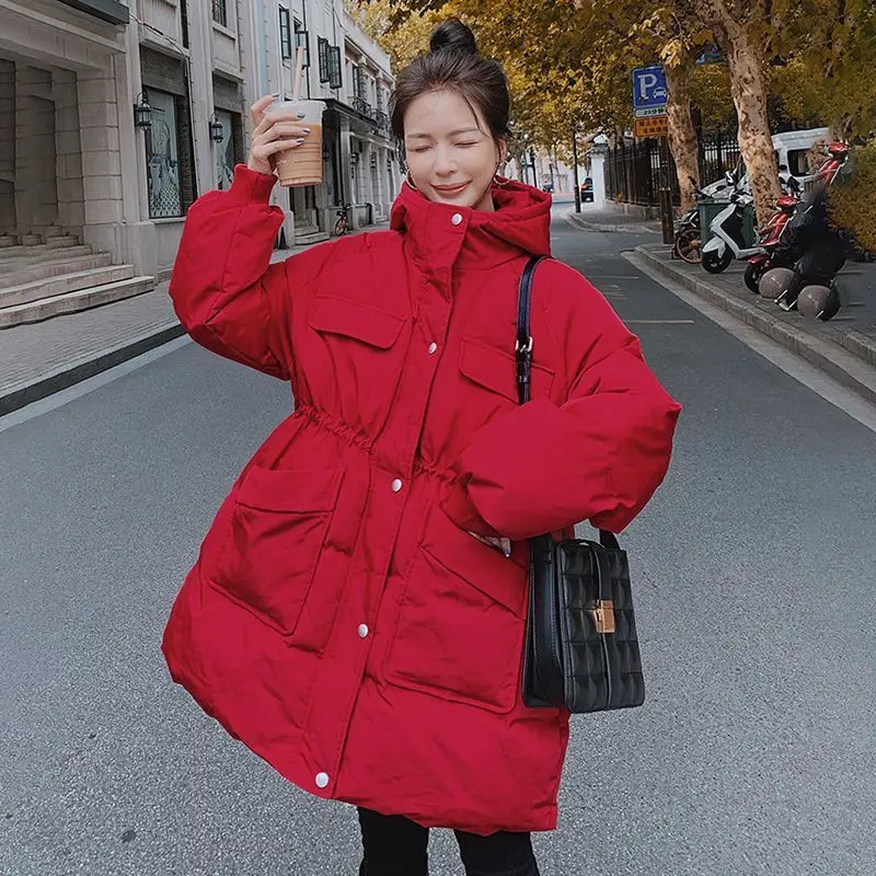 2023 New Winter Women Parkas Jackets Casual Thick Warm Hooded Pockets Coat Female Winter Outwear Jacket Parkas Ladies S60