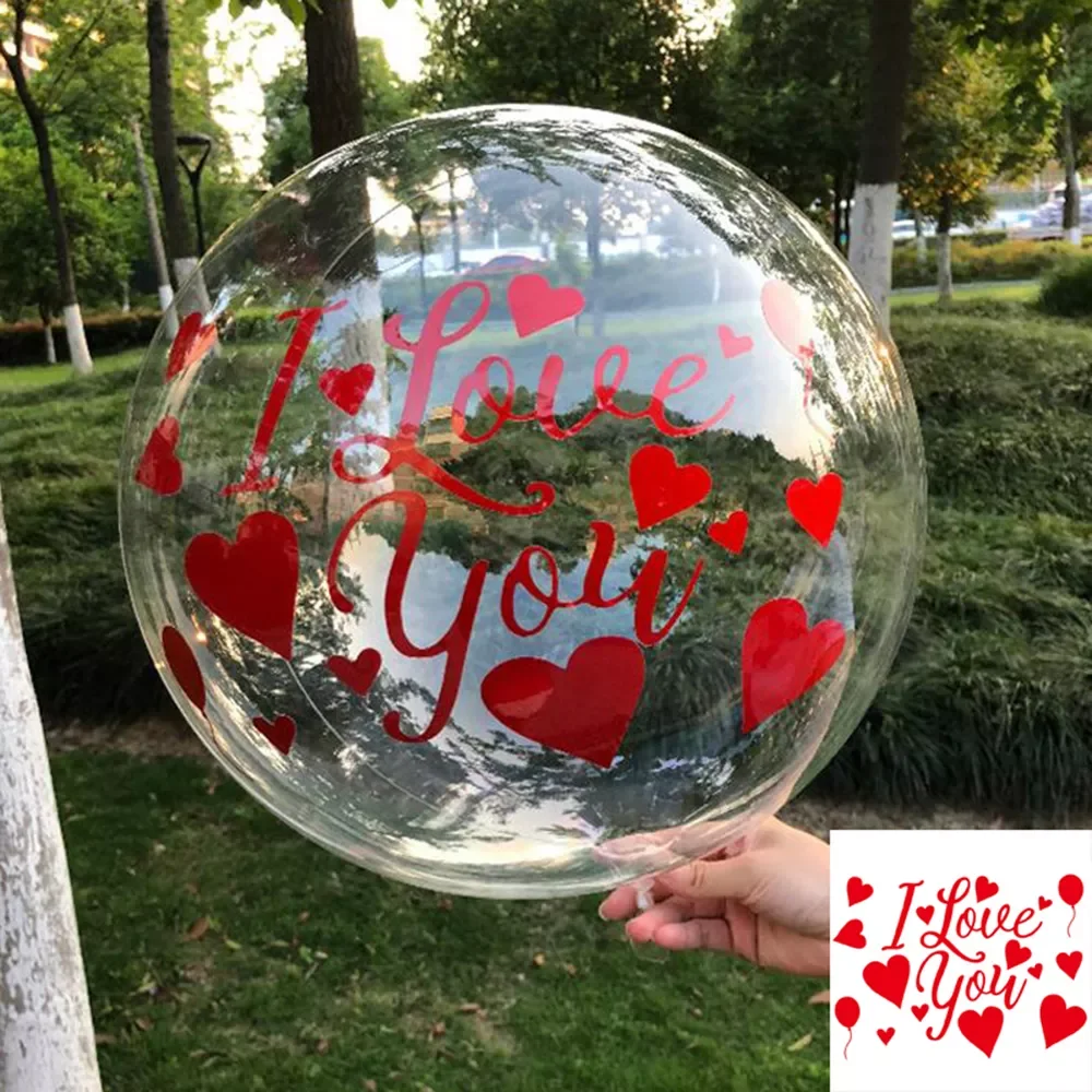 

5pcs Diy Balloon Sticker Red I Love You Bobo Transparent Balloon Sticker Wedding Valentine's Day Birthday Party Decoration