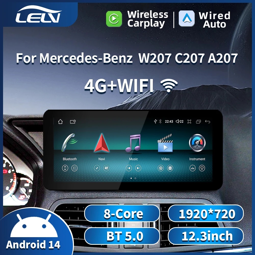 New Car Multimedia Wireless Android AUTO CarPlay 12.3inch For Mercedes Benz B E Class A207 w207 s207 radio dvd Video Player