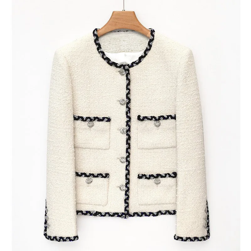 Роскошное и Элегантное однобортное белое маленькое очаровательное пальто для