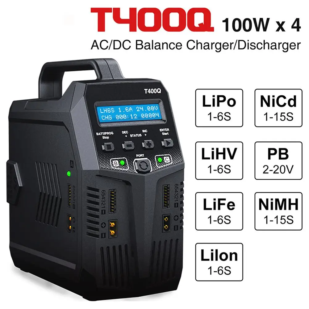 

Зарядное устройство SKYRC T200 с двойным балансом, быстрая зарядка, зарядка для Lipo аккумуляторов переменного/постоянного тока, совместимое с дроном Traxass Airsoft RC