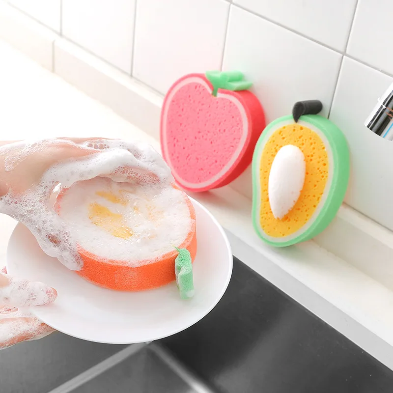 

Washing Dish Towel Fruit Shape Rags Thicken Scouring Pad Sponge Cloth Kitchen Cleaning Dishcloths for Glass,Furniture,Bathroom