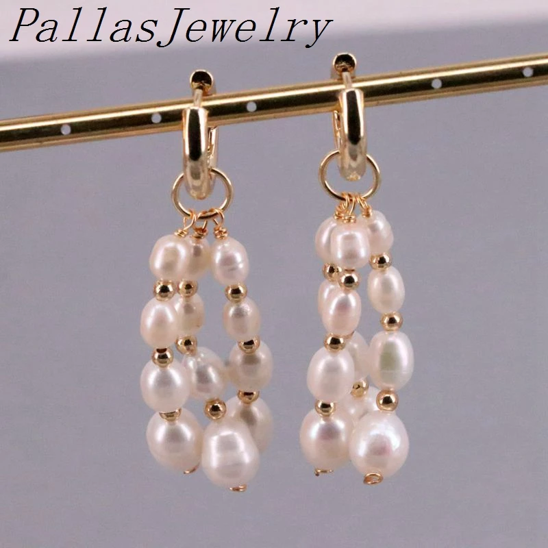 Серьги-кольца женские с пресноводным жемчугом 3 пары |