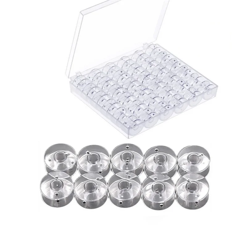 

25Pcs Transparent Sewing Machine Spools DIY household sewing thread storage empty spool universal craft tool Sewing Accessories