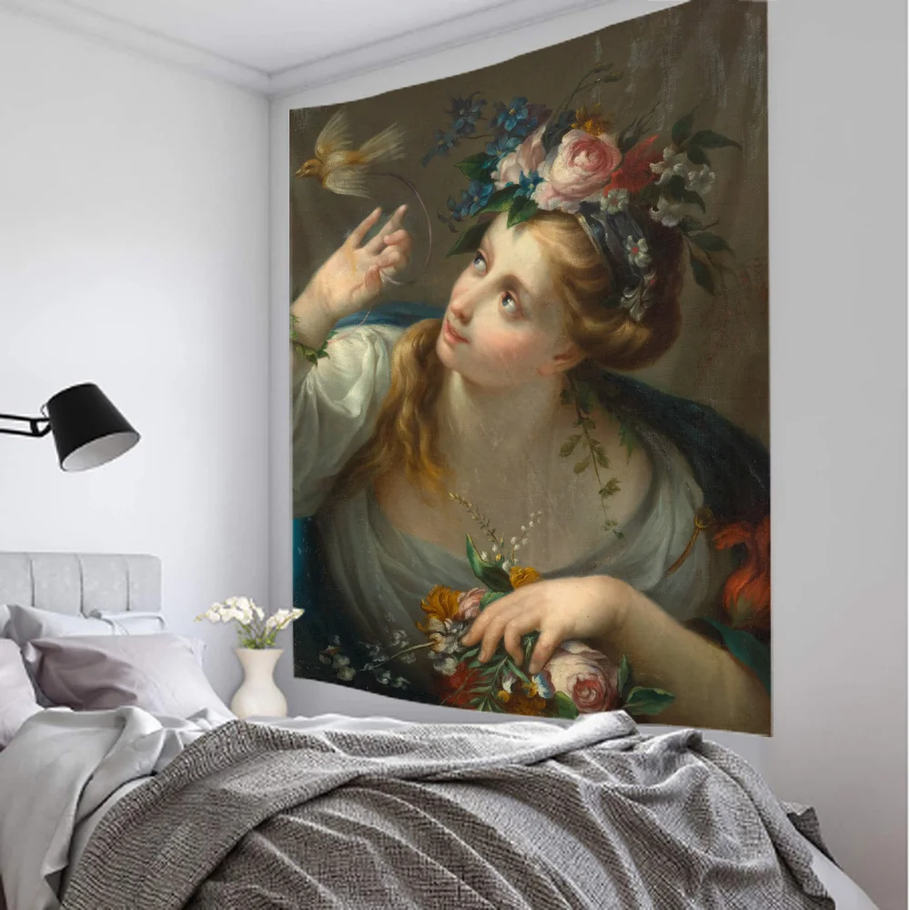 Картина маслом в стиле ретро гобелен с принтом настенная ткань для гостиной