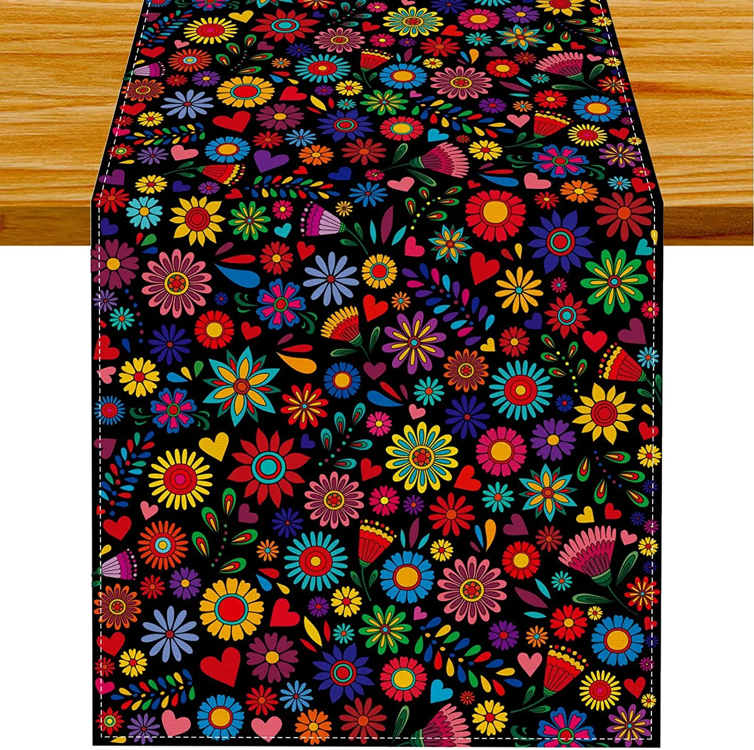 

Colorful Mexico Abstract Flower Modern Table Runner ART Tablecloth Wedding Party Dinner Coffee Table Decoration Cloth