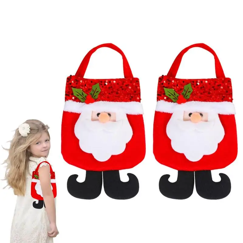 

Рождественские подарочные пакеты 2 шт./набор, сумки-тоуты с Санта-Клаусом, снеговиком, оленем, многоразовые рождественские сумочки для игруш...