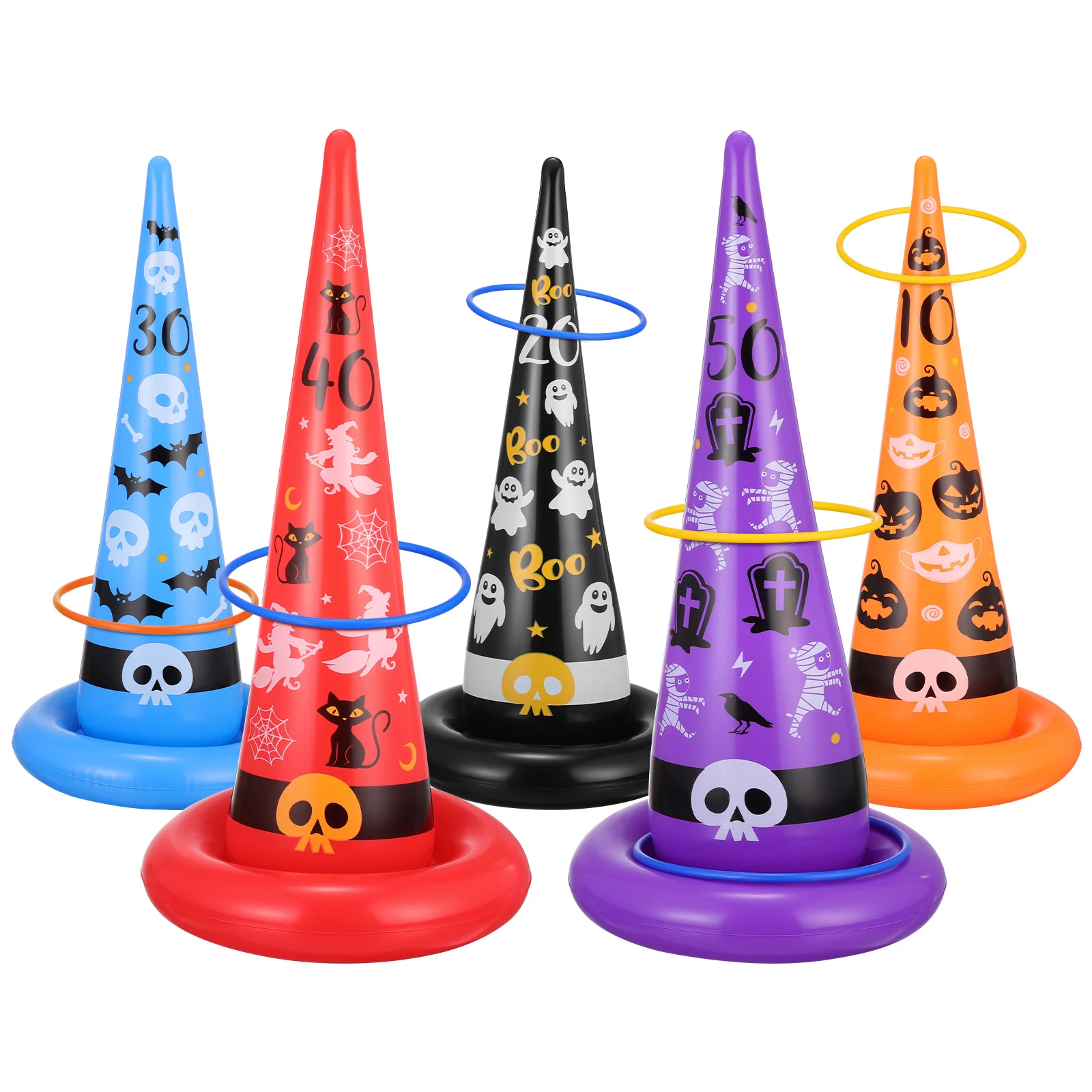 

5pcs Durable Creative PVC Inflatable Witch Hats Halloween Game for Children Family