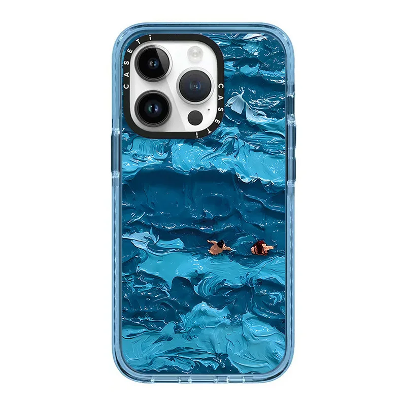

Art style oil painting, wave blue Phone Case For iphone 14 13 12 11 Pro Max X XR XSMAX 7 8 Plus SE TPU Case Cover new products