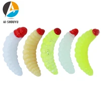 ai shouyu 100pcsbox soft worm fishing lure soft bait pesca colorful smell swimbait floating trout fishing lures tackle