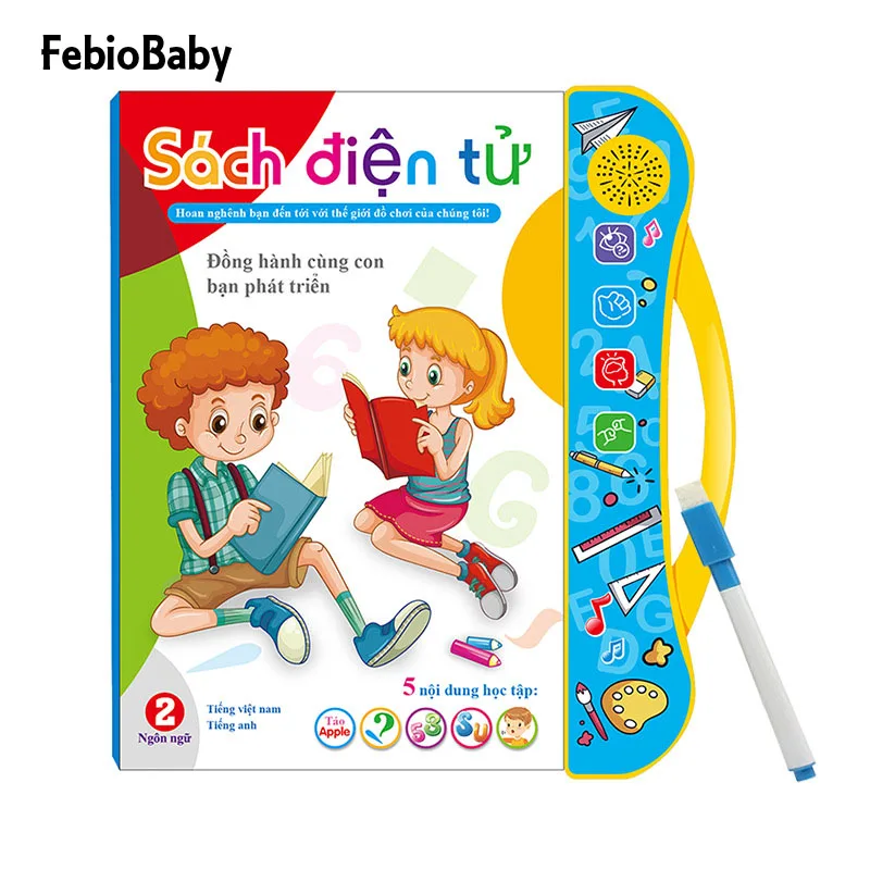 

2in1 Language Vietnamese English Cartoon Point Reading Children's Early Education Learning Voice Book Model Toy E-book Toy Gift